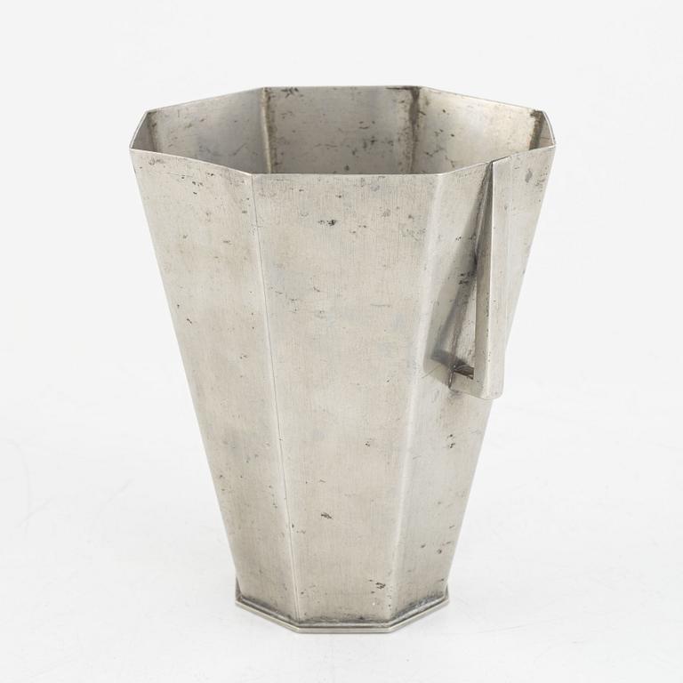 Sylvia Stave, attributed, handled vase, pewter, CG Hallberg, 1934.