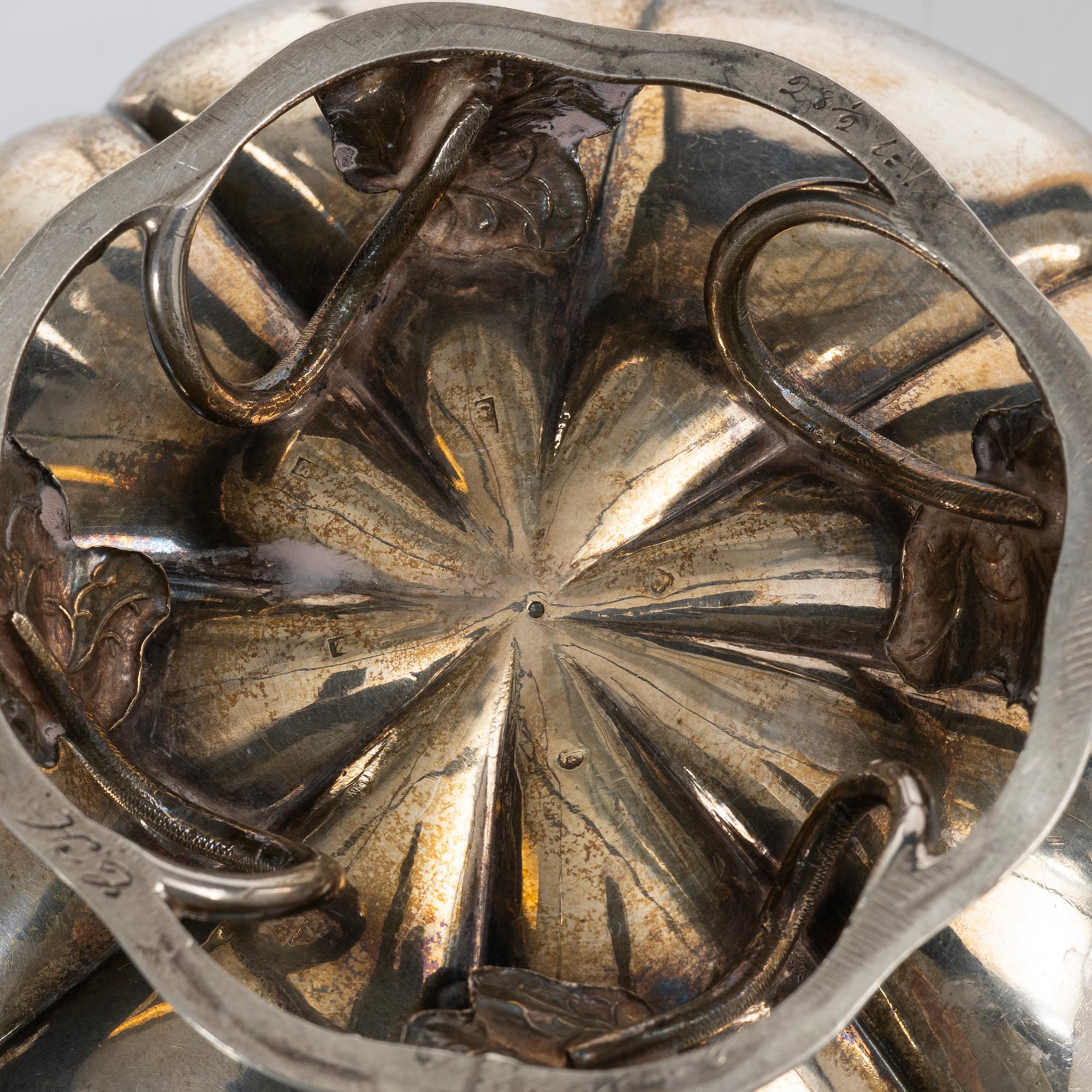 Bowls, a pair, silver, Sweden, 19th century.