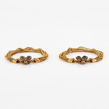 Two bracelets 18K gold, G&L (Giron and Lönngren), Stockholm 1824.