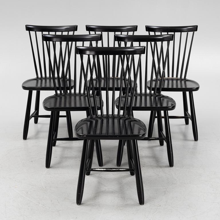 Carl Malmsten, six panted 'Lilla Åland' chairs from Stolab, dated 2009.