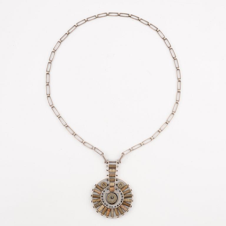 Inga-Britt "Ibe" Dahlquist, a necklace, sterling silver with fossils, Malmö 1965.