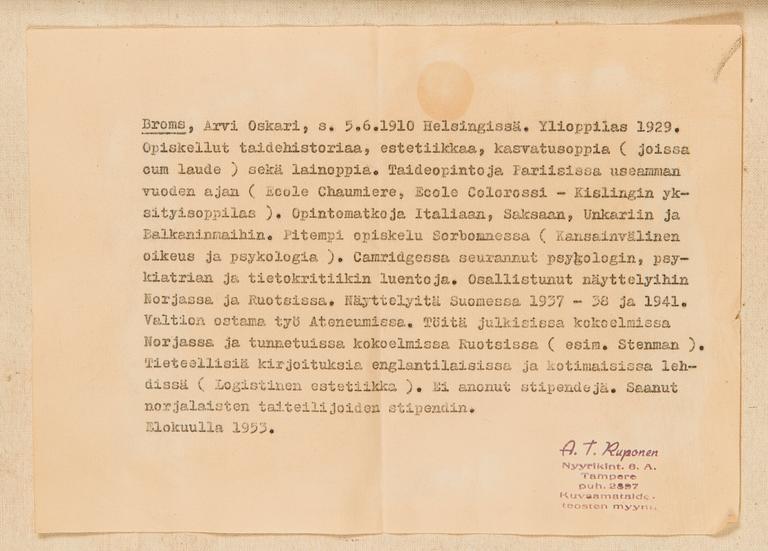 Arvid Broms, Composition.