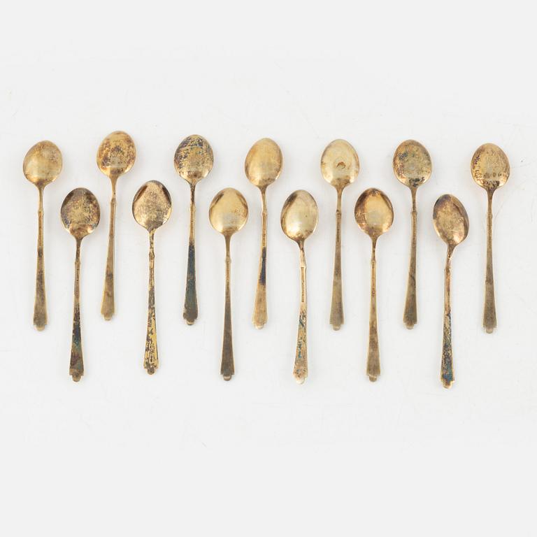 Thirteen Sterling Silver Enamelled Spoons, Denmark, circa mid-20th Century.