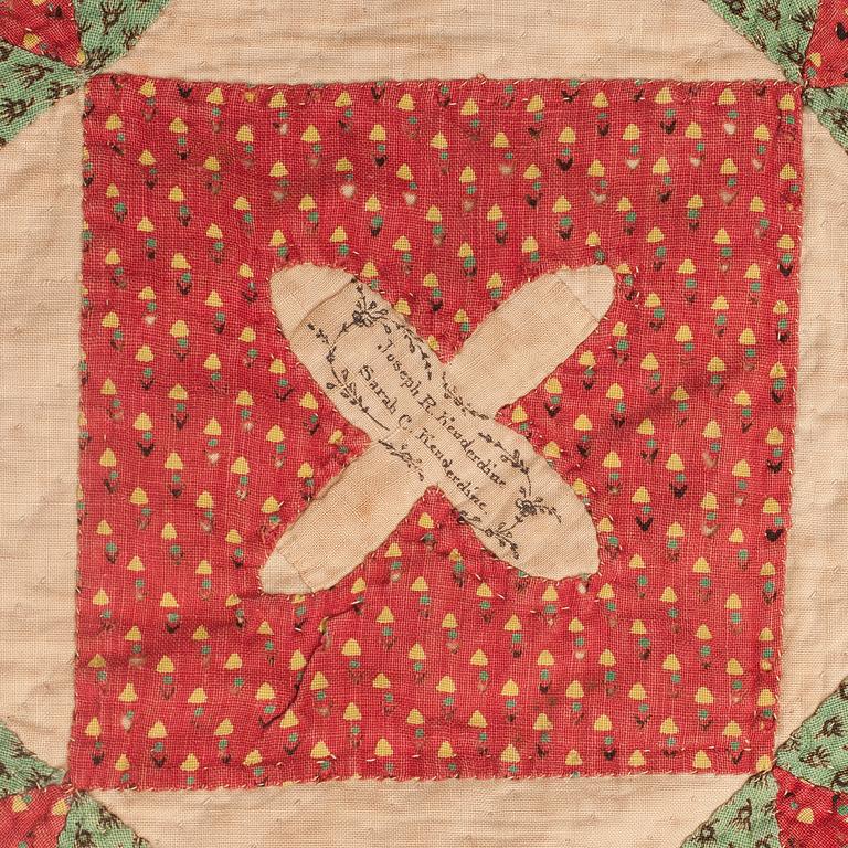 BRUDTÄCKE, lapptäcke, ca 273,5 x 245 cm, USA omkring 1900.