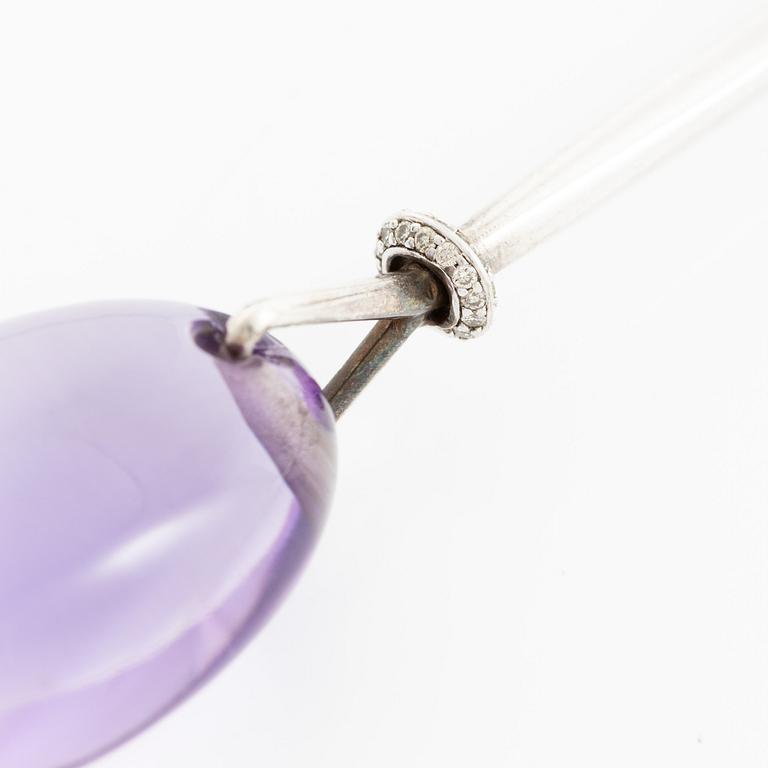 Vivianna Torun Bülow-Hübe, collier "Dew-drops", silver, ametist och briljanter för Georg Jensen.