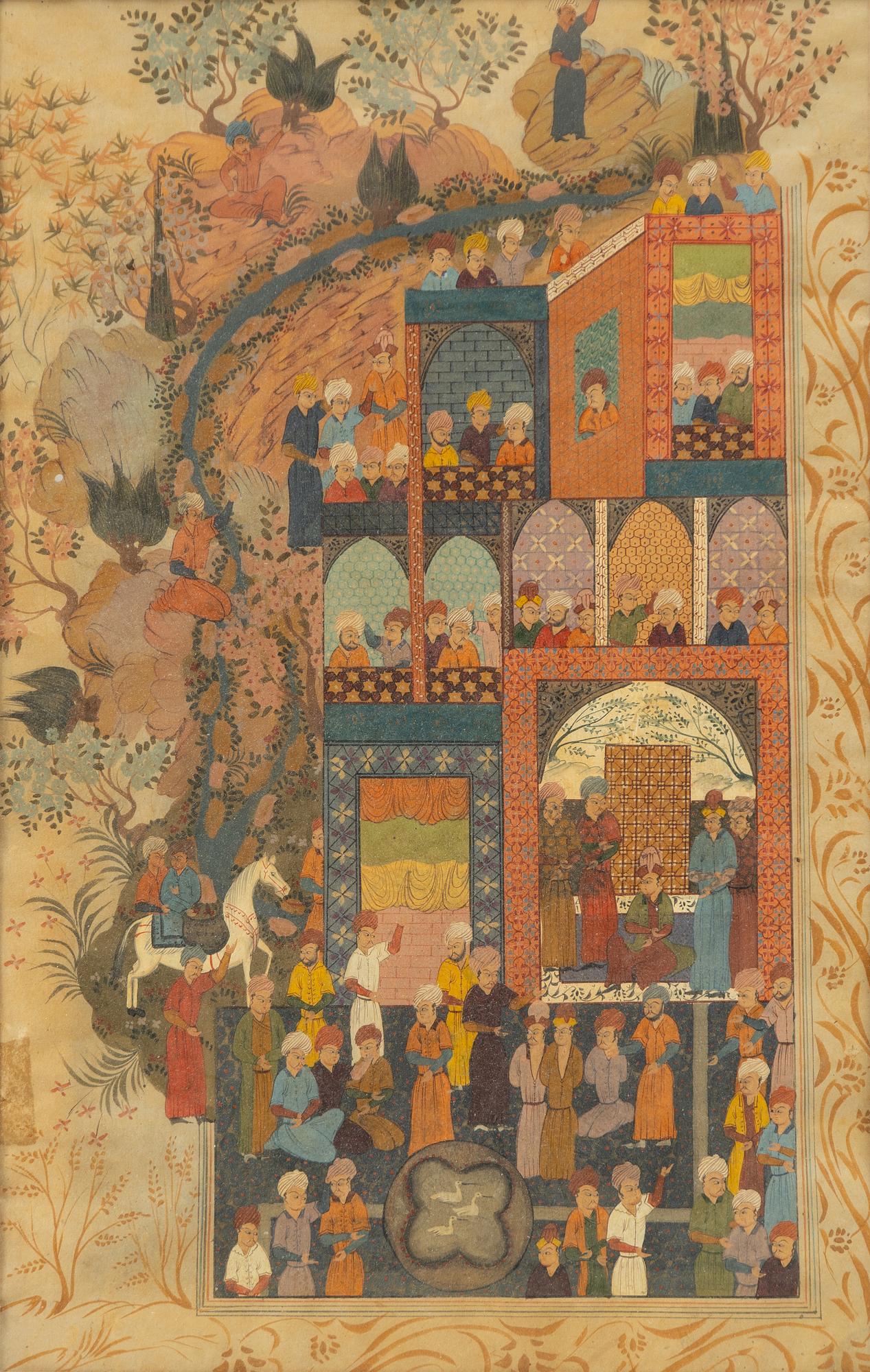 Manuscript pages/paintings, three pieces, Persia/Iran, late Qajar dynasty / early 20th century.