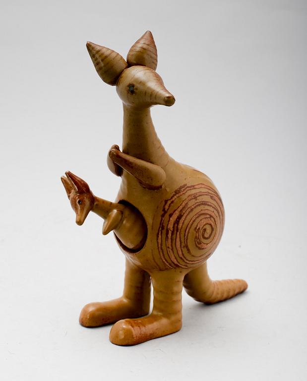 FIGURER, 2 st, stengods, "Känguru", Lisa Larson, Gustavsberg, 1960-/1970-tal.