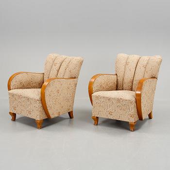 FÅTÖLJER, ett par, art déco, 1930/40-tal.