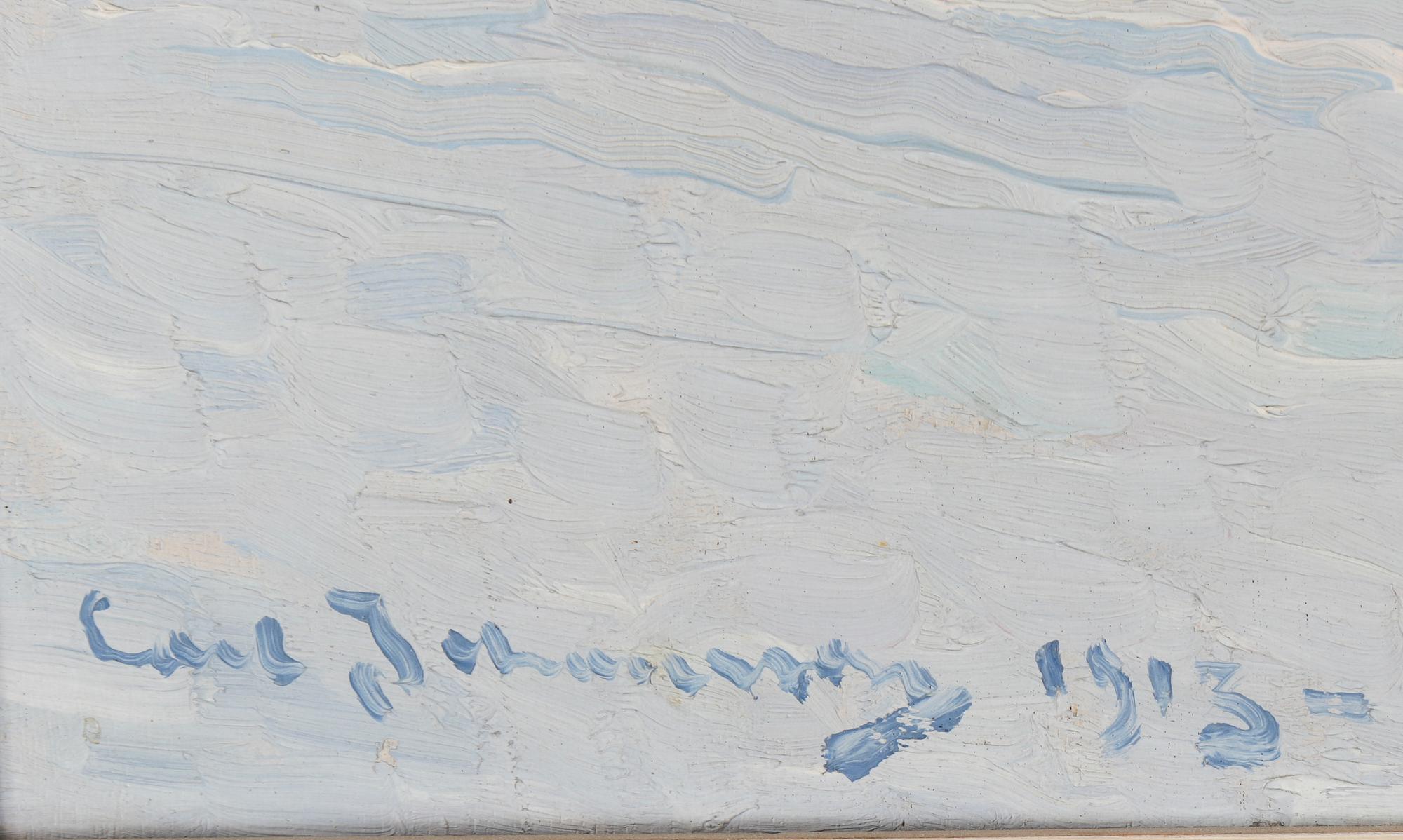 CARL JOHANSSON, olja på pannå. Signerad och daterad 1913.