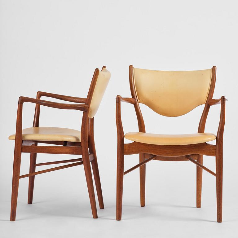 Finn Juhl, a set of six chairs and a pair of armchairs, model "Bo-63" and "Bo-72", Bovirke, Denmark, 1940s-50s.