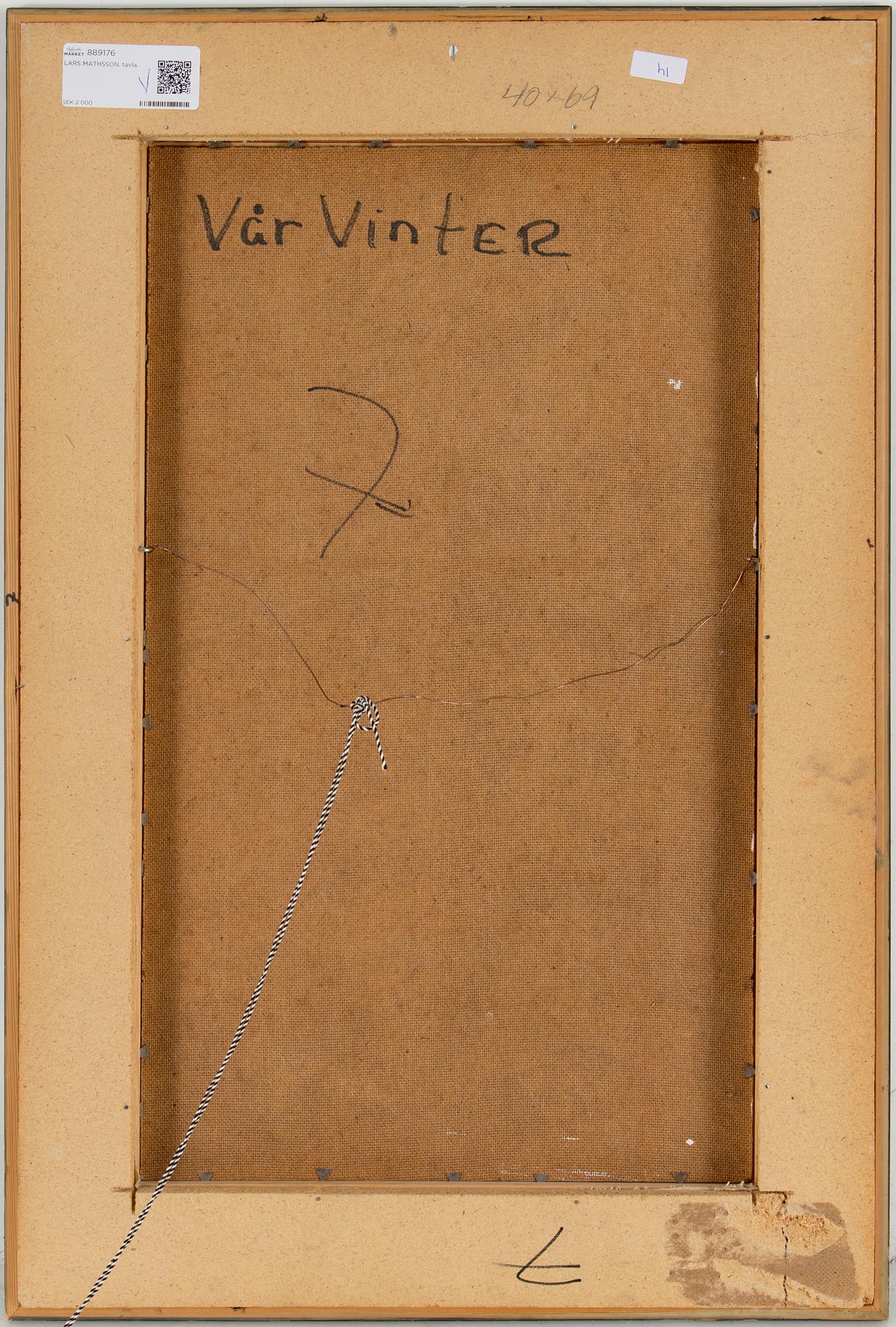 LARS MATSON, panel signed Lars Matson and dated 72.