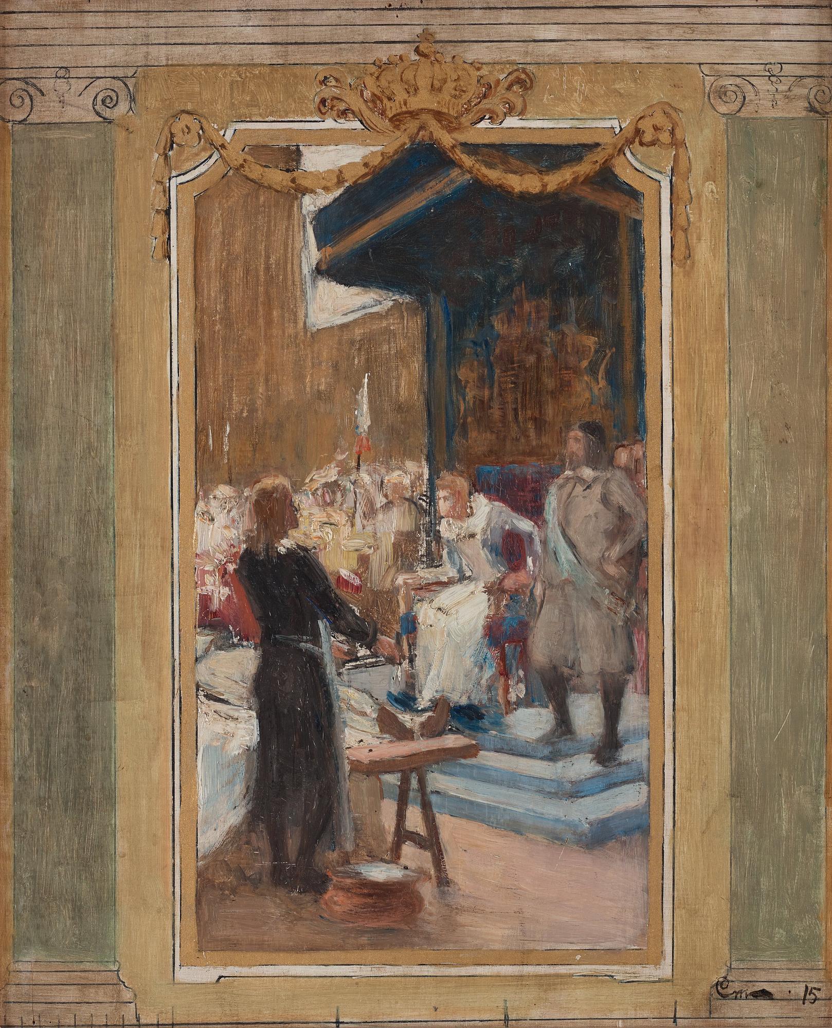 Gustaf Cederström, Skisser till monumentalmålningar i Riddarhusets trapphall, Stockholm.