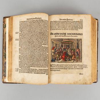Martin Luther’s Haußpostil, 1553, with numerous coloured woodcuts.