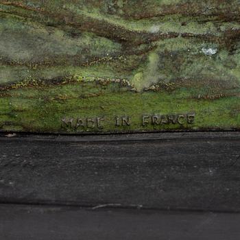 René André Varnier, 20th century. Sculpture. Signed. Patinated metall, stone base. Height 61 cm, length 85 cm.