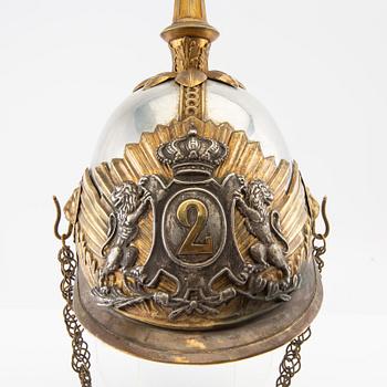 Hjälm Spanien sent 1800-tal troligen   Lanceros del Rey. Regimiento Nº2.