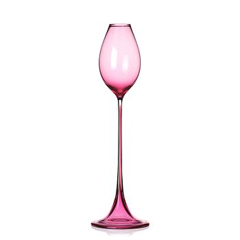 Nils Landberg, a cerise tinted glass goblet, Orrefors Sweden 1957.