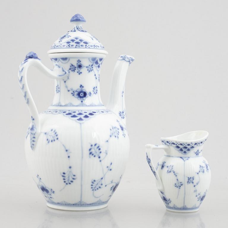 Royal Copenhagen, a 28-piece coffee service, 'Blue Fluted Half Lace', Denmark.