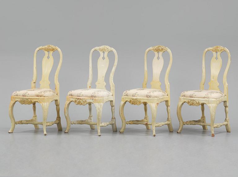 A set of four rococo chairs attributed to J. E. Höglander (master  in Stockholm 1777-1813).