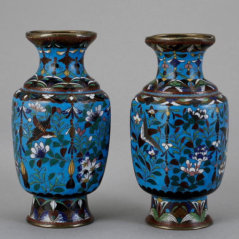 PARTI CLOISONNÉ, 5 delar, Kina, 1900-tal.