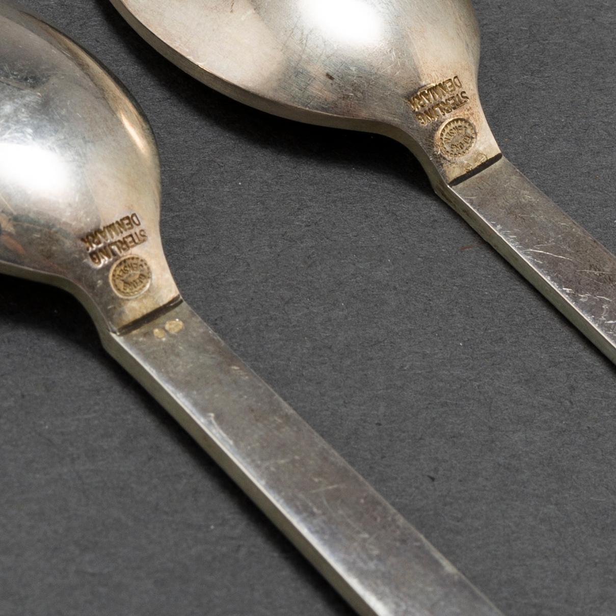 Twelve "Pyramid" flatware, executed by Georg Jensen, Copenhagen, sterling.