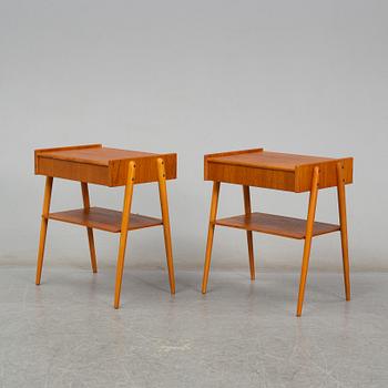 A pair of teak veneered bedside tables, AB Carlström & Co. Möbelfabrik, Sweden.