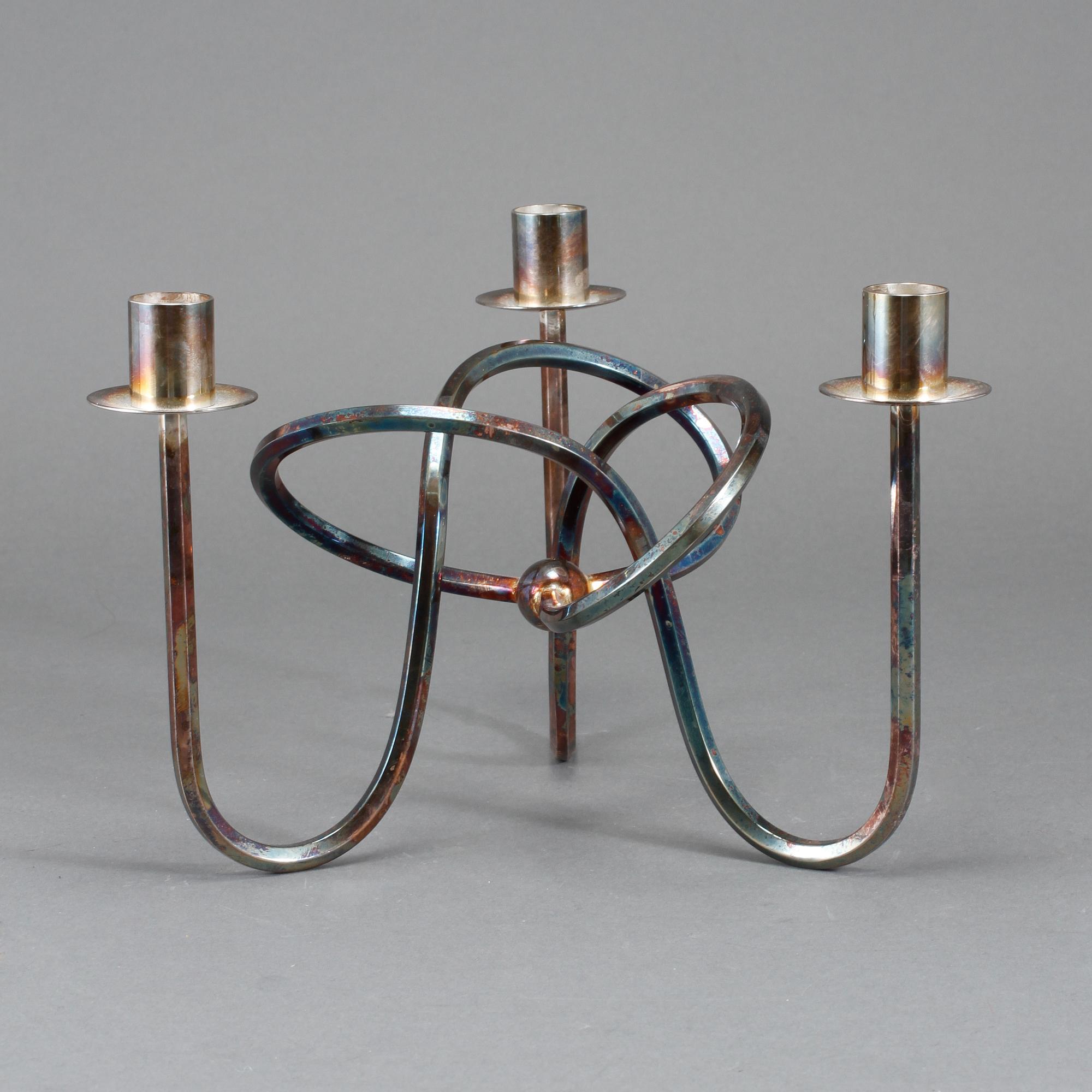 LJUSSTAKE, "Vänskapsknuten", försilvrad, Josef Frank för Svenskt Tenn, formgiven 1938.