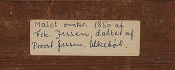 OKÄND KONSTNÄR, olja på duk. Påskrift a tergo "Frk Jessen omkring 1850".