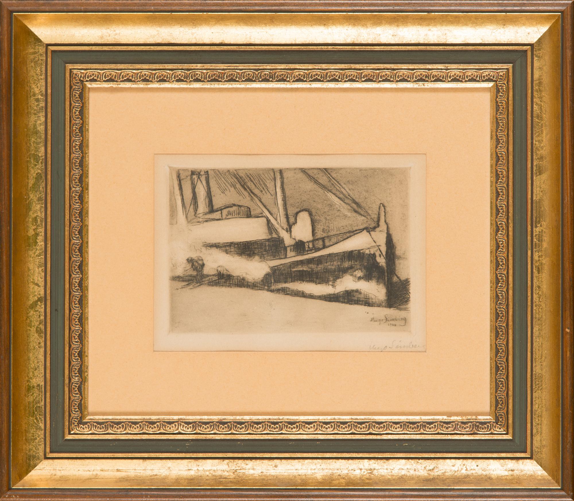 Hugo Simberg, line- and aquatint-etching, signed in plate and in pencil.