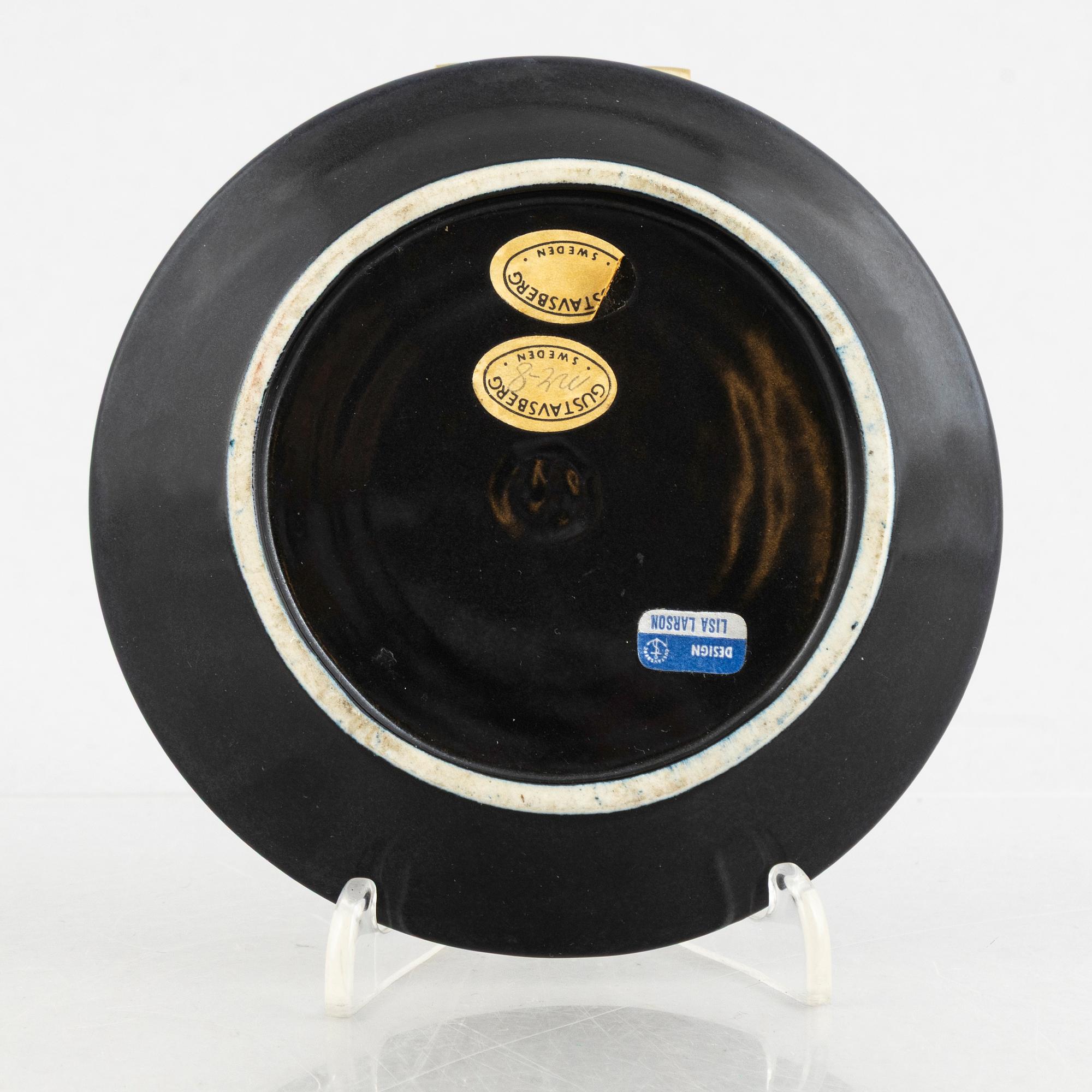 Lisa Larson, vaser, 4 st och fat, 2 st, stengods, ur serien "Varieté", Gustavsberg.