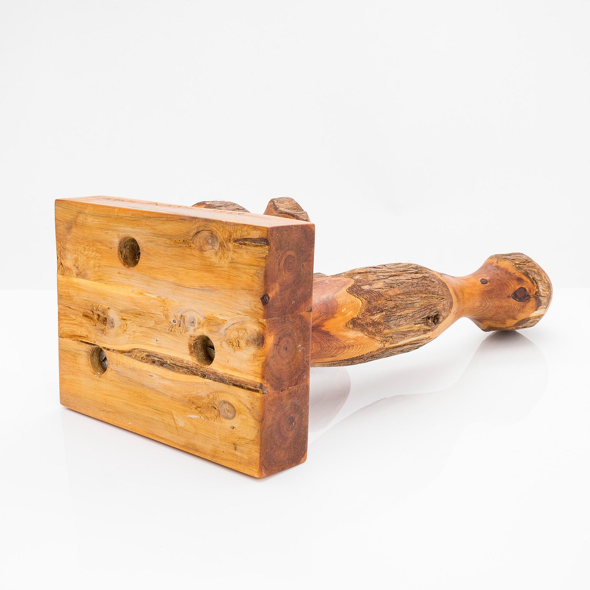 Sakari Pykälä, sculpture, wood, signed and dated 1969.