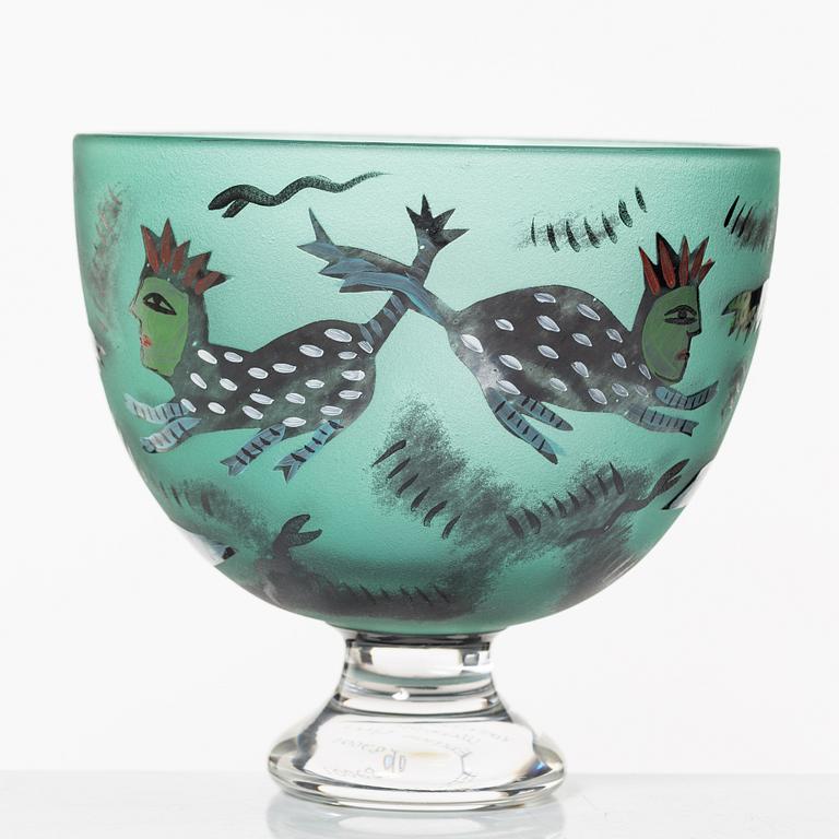 Ulrica Hydman-Vallien, skål på fot, juvelglas, Kosta Boda.