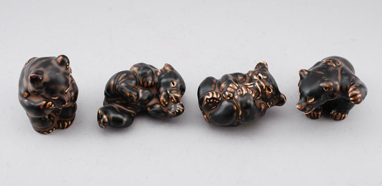 FIGURER, 4 st, stengods, Knud Kyhn, Royal Copenhagen.