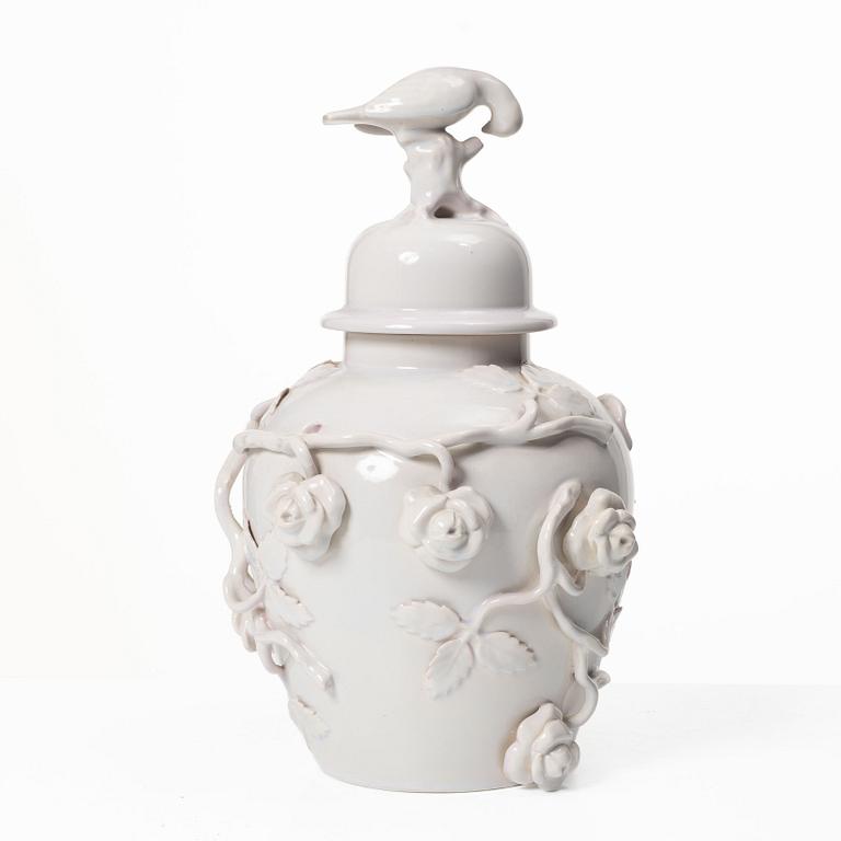 Lidded urn, faience, Rörstrand, mid-20th century.