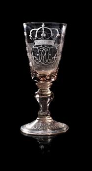 1187. PRAKTPOKAL, glas. Böhmen, 1700-tal.