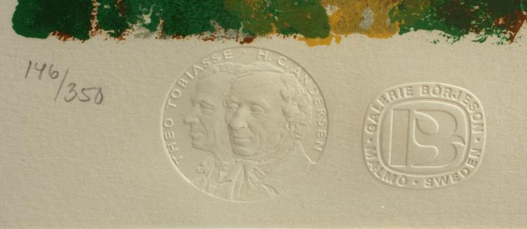 THEO TOBIASSE, färglitografi, sign o numr 146/350. Ur mappen "Un Hommage a H.C Andersen", utgiven av Galerie Börjeson.