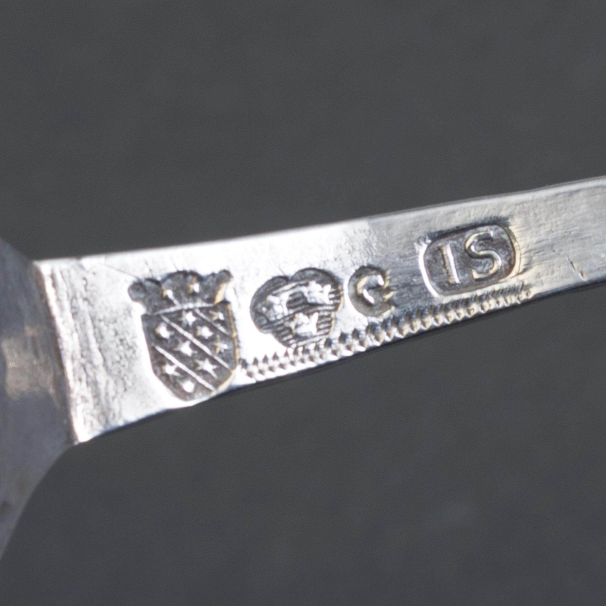 JOHAN SÖDERDAHL, supsked med kerubknopp, silver, Söderköping 1765.