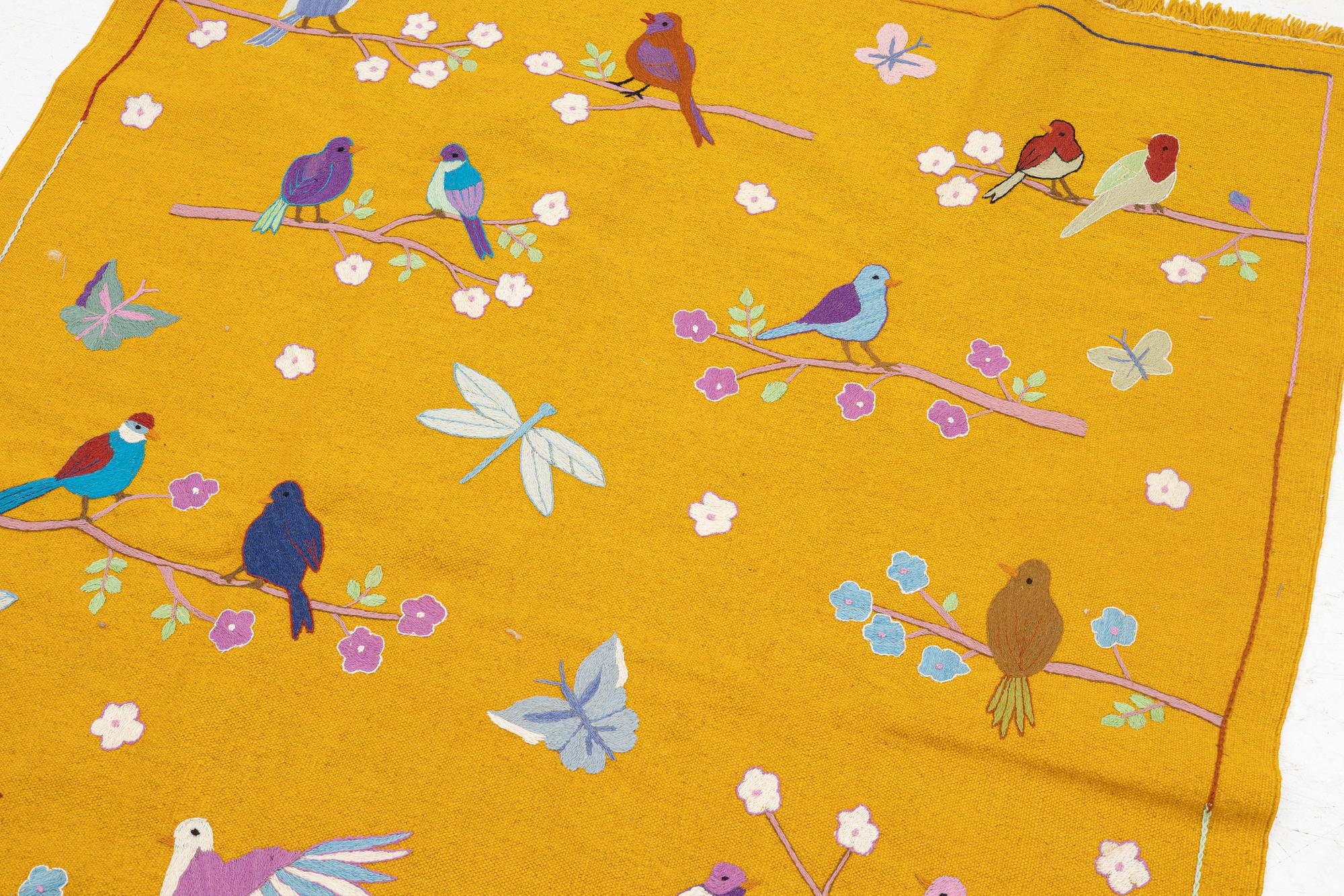 A hand-embroidered kilim rug, c. 200 x 150 cm.