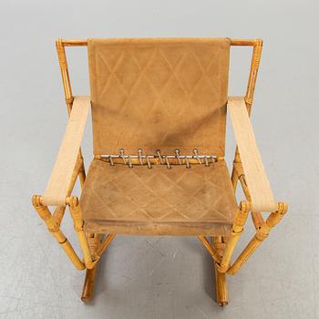 Fåtölj, bambu, mocka, 1950-tal, Safari-modell.