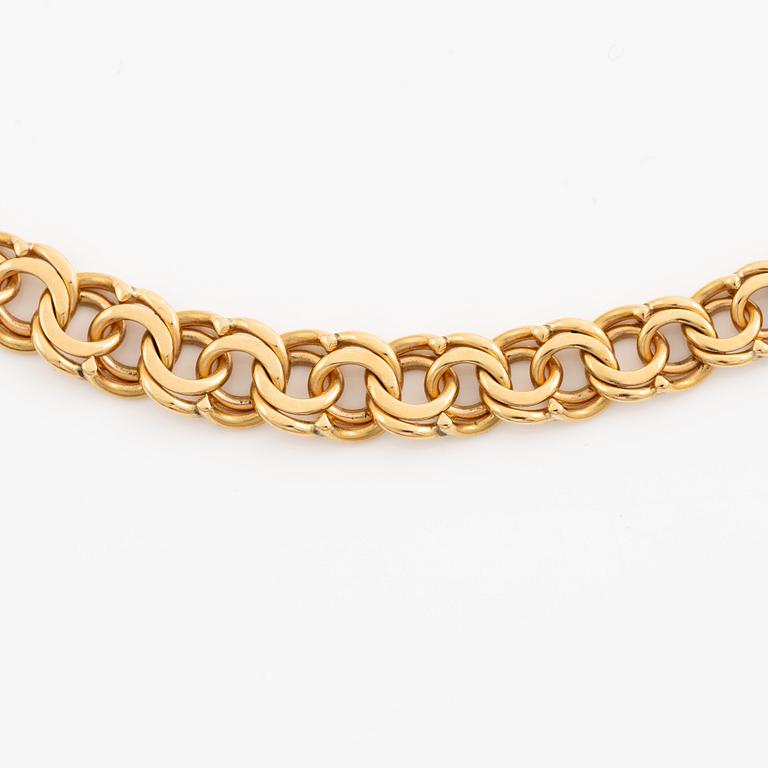Necklace 18K gold, graduated Bismarck link,