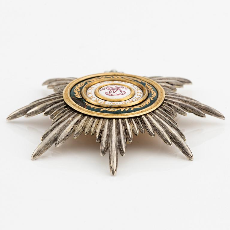 Order of St Stanislaus, a 1:st class silver-gilt and enamel breast star, presumably pre 1831.
