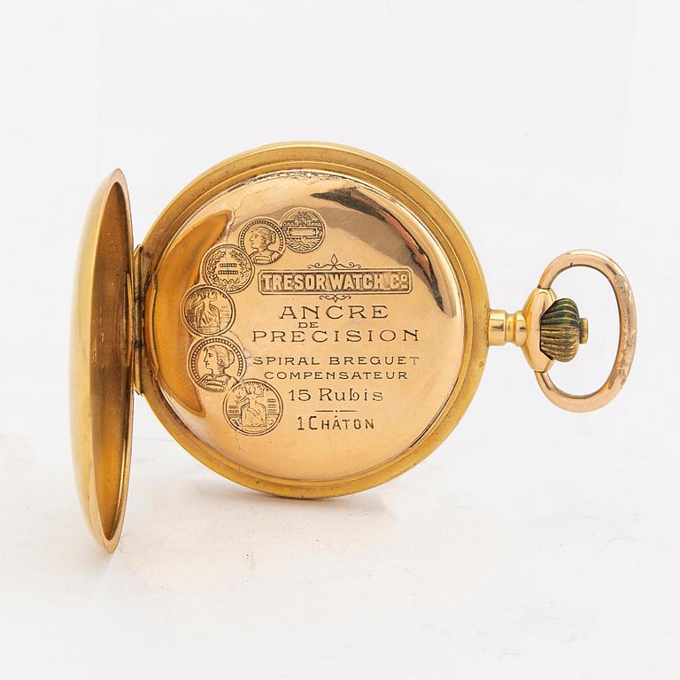 H Moser & Co pocket watch savonette approx. 42 mm 18K gold weight in total 20 grams.