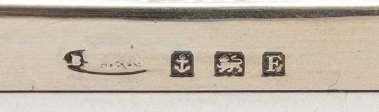 A pair of classical column sterling silver candlesticks Birmingham, 1934, by 'B.G. & Co'.