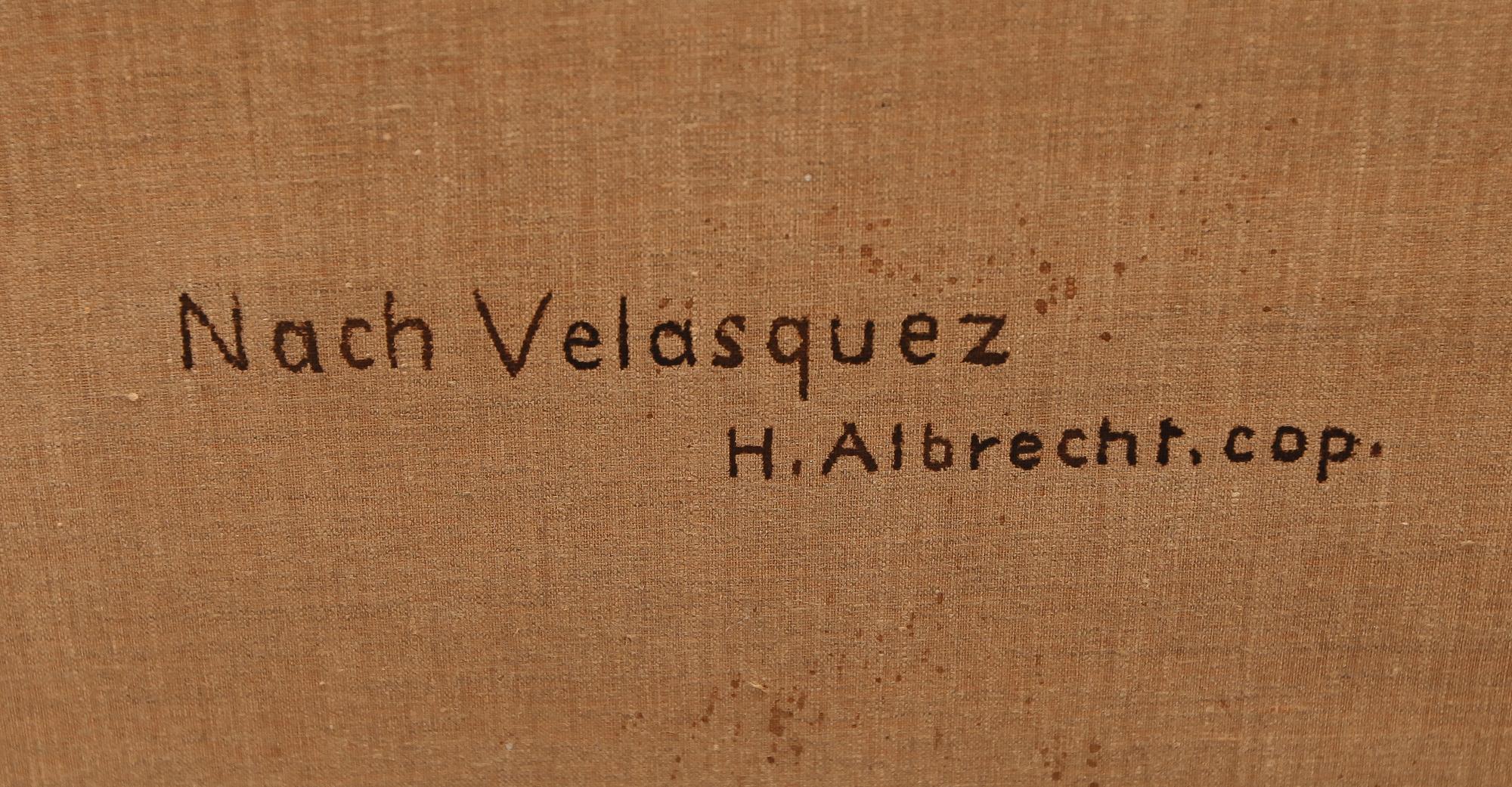 DIEGO VELASQUEZ, kopia efter, olja på duk, 1900-tal.