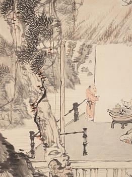 A scroll painting, ink an colour on paper, Hu Tiemei (1848-1899).