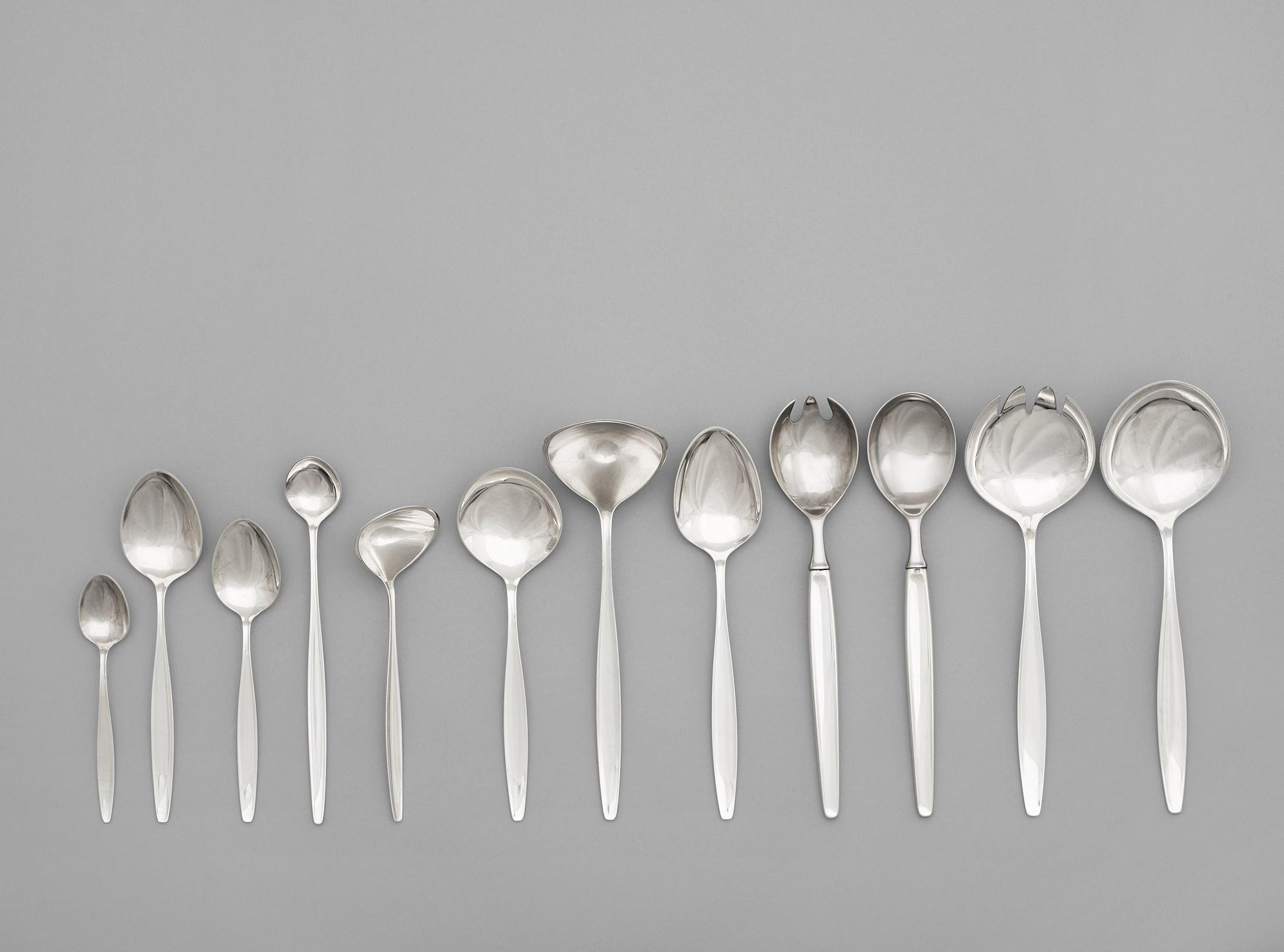 A Tias Eckhoff 194 pcs set of 'Cypress' flatware, Georg Jensen, Copenhagen, post 1952.