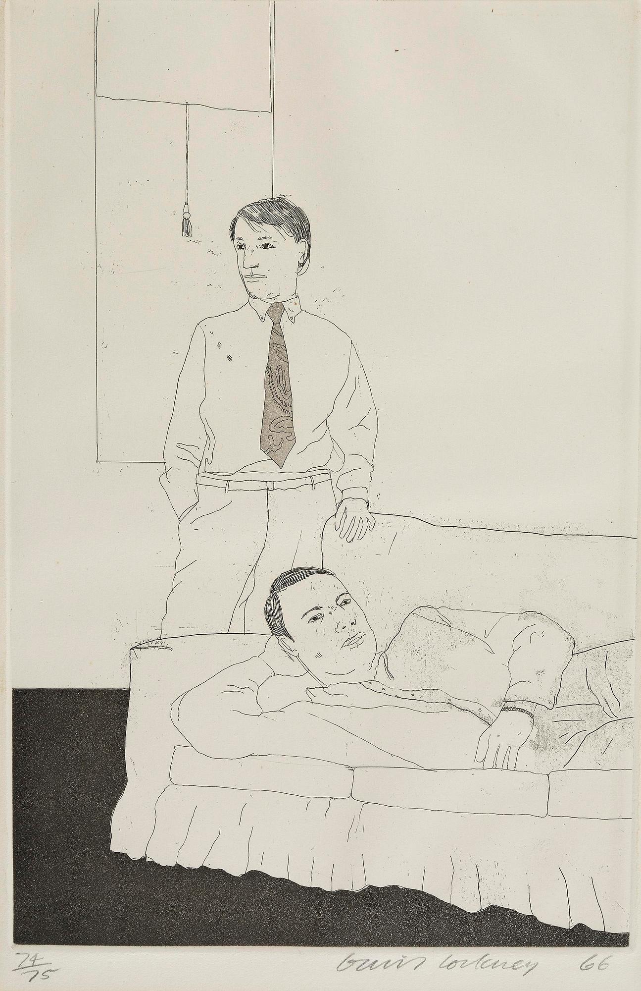 David Hockney, "Beautiful and White Flowers" ur: "Illustrations for Fourteen Poems from C.P Cavafy".
