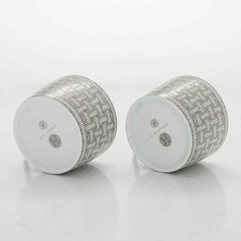 Hermès, cups with saucers, a pair, "Mosaique au 24".