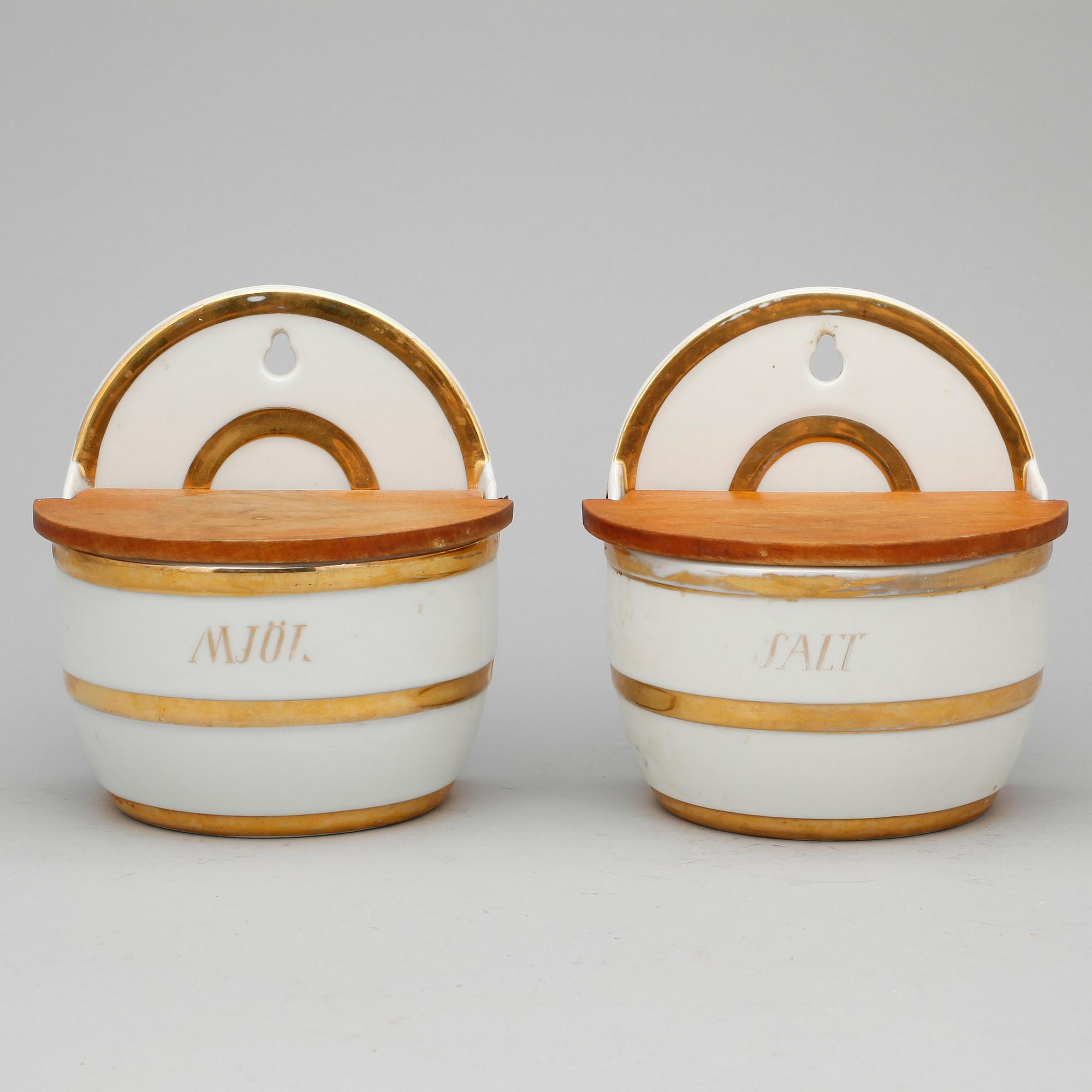 SPECERIBURKAR med lock, 14 st, porslin, Edward Hald, Karlskrona Porslinsfabrik, 1930-tal.