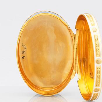Charles Le Bastier, dosa, guld en deux colour och emalj, med miniatyr, Paris 1776-1777, Louis XVI.