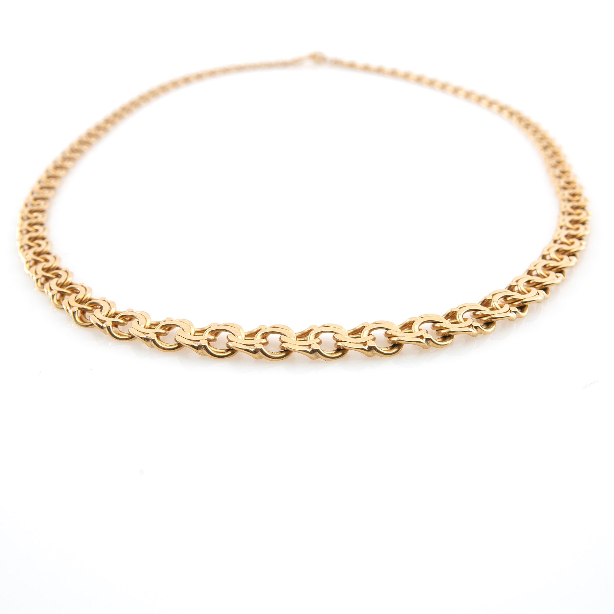 August Mikkov necklace 18K rose gold graduated Bismarck link Stockholm 1962.